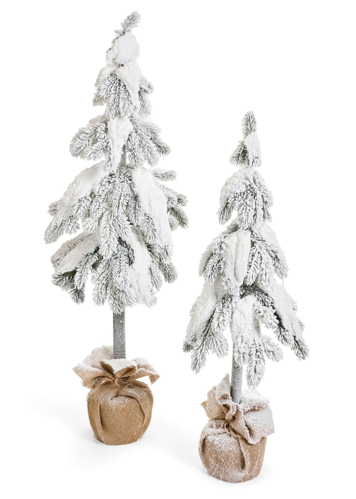 Snow-Covered Christmas Tree with Jute Base