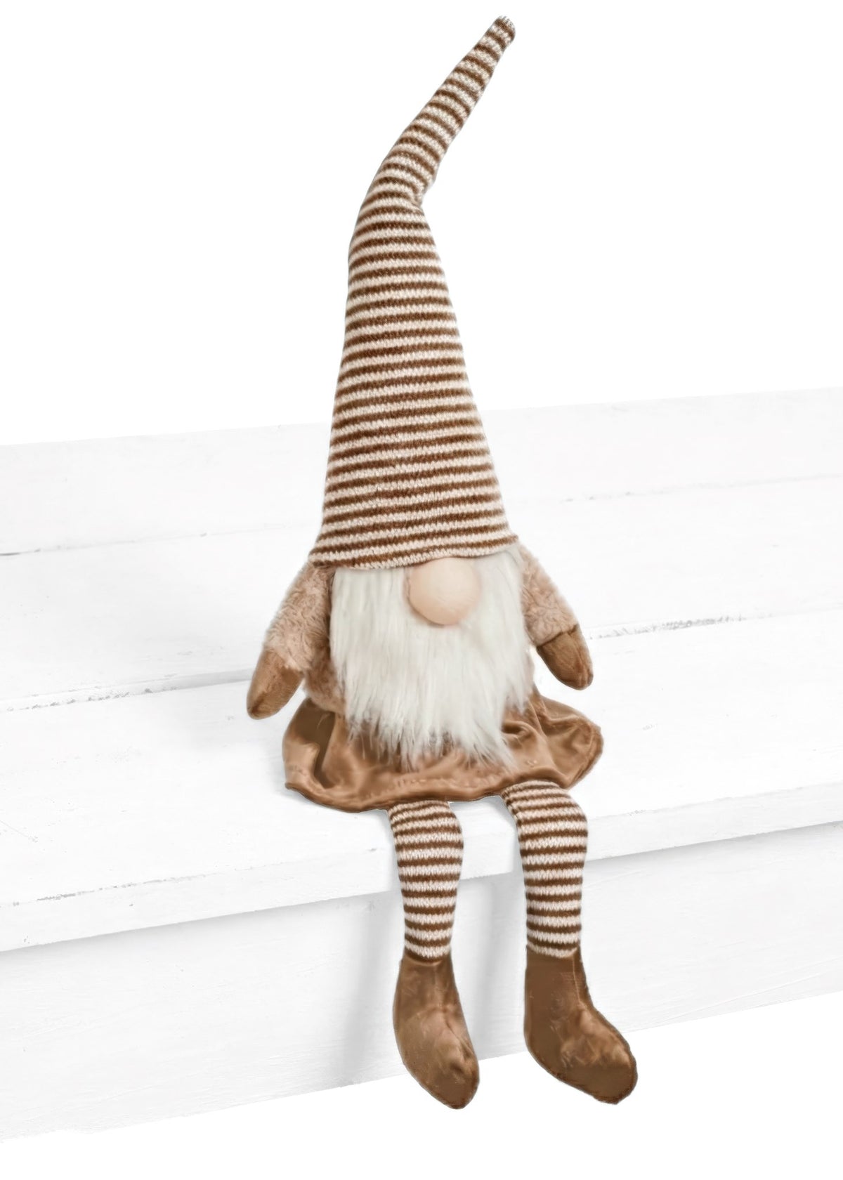 Sitting Gnome with Striped Sweater