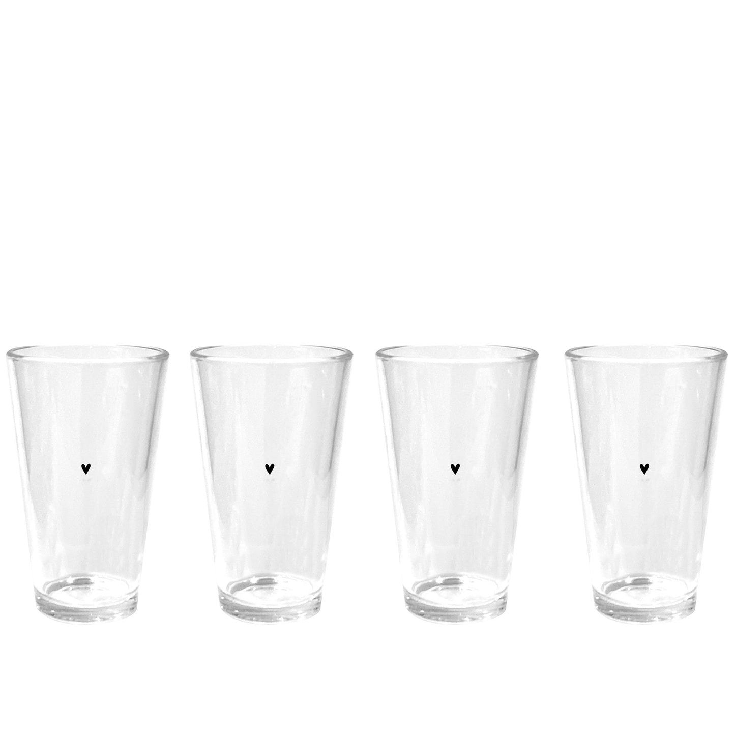 Lot de 4 verres long « Single Heart With Love » noirs