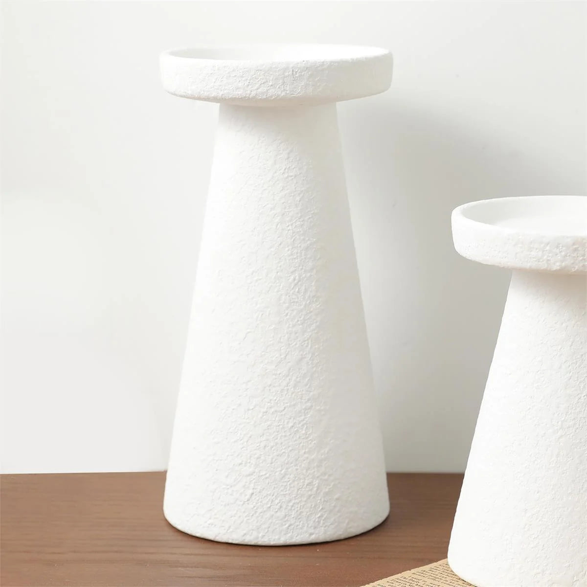Bougeoir en céramique texturée - blanc