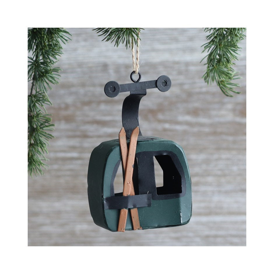 Rustic Gondola Ornament - Green