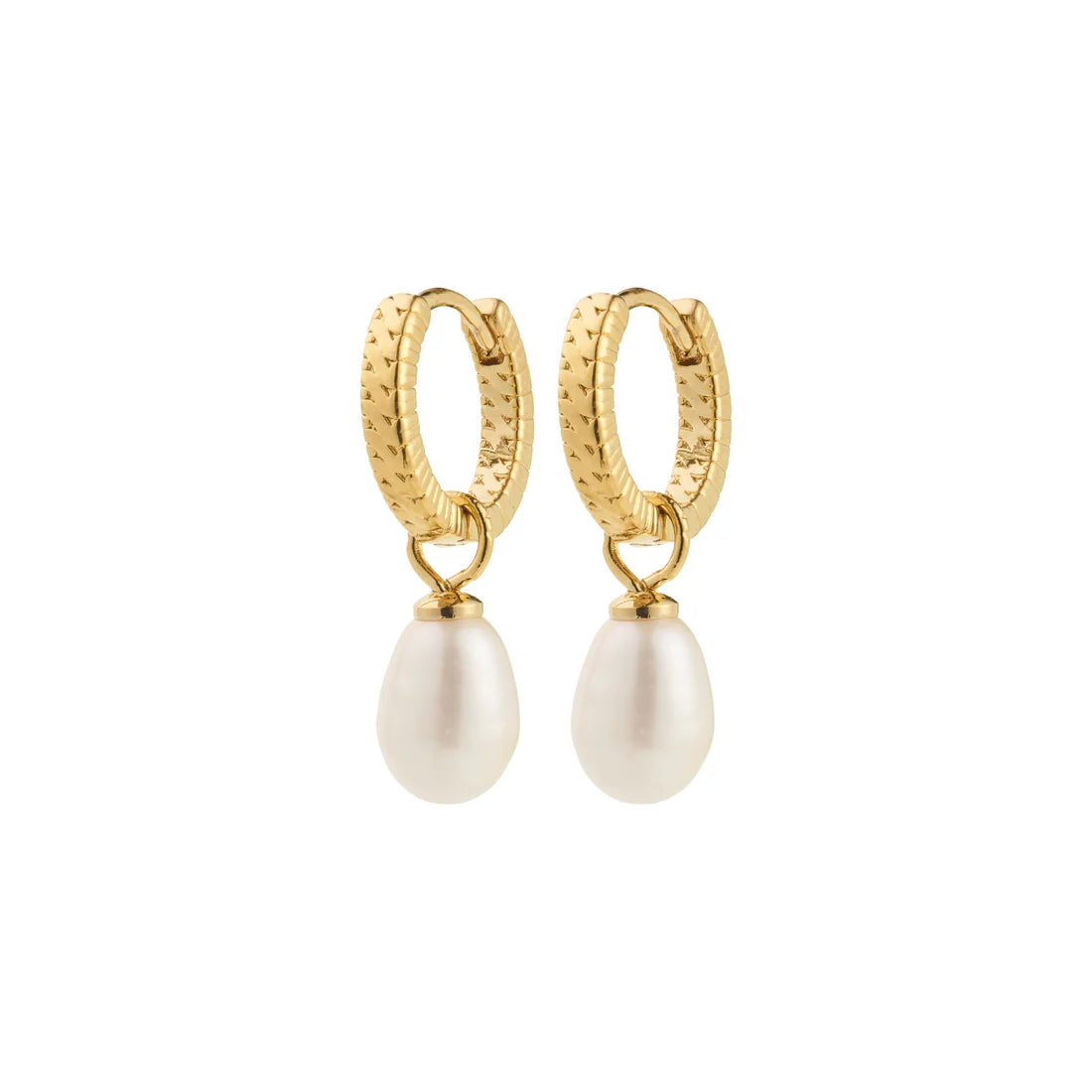ELLIANA Boucles d'oreilles anneaux perle d'eau douce - Plaqué Or