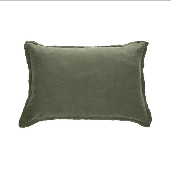 Linen - Olive Green Decorative Pillow Cover Set