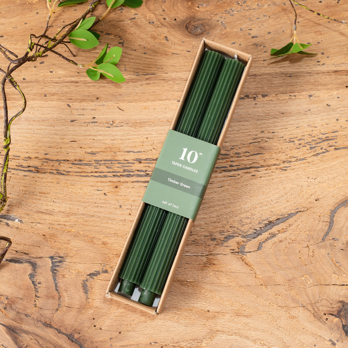 Ensemble de 2 bougies nervurées – Vert