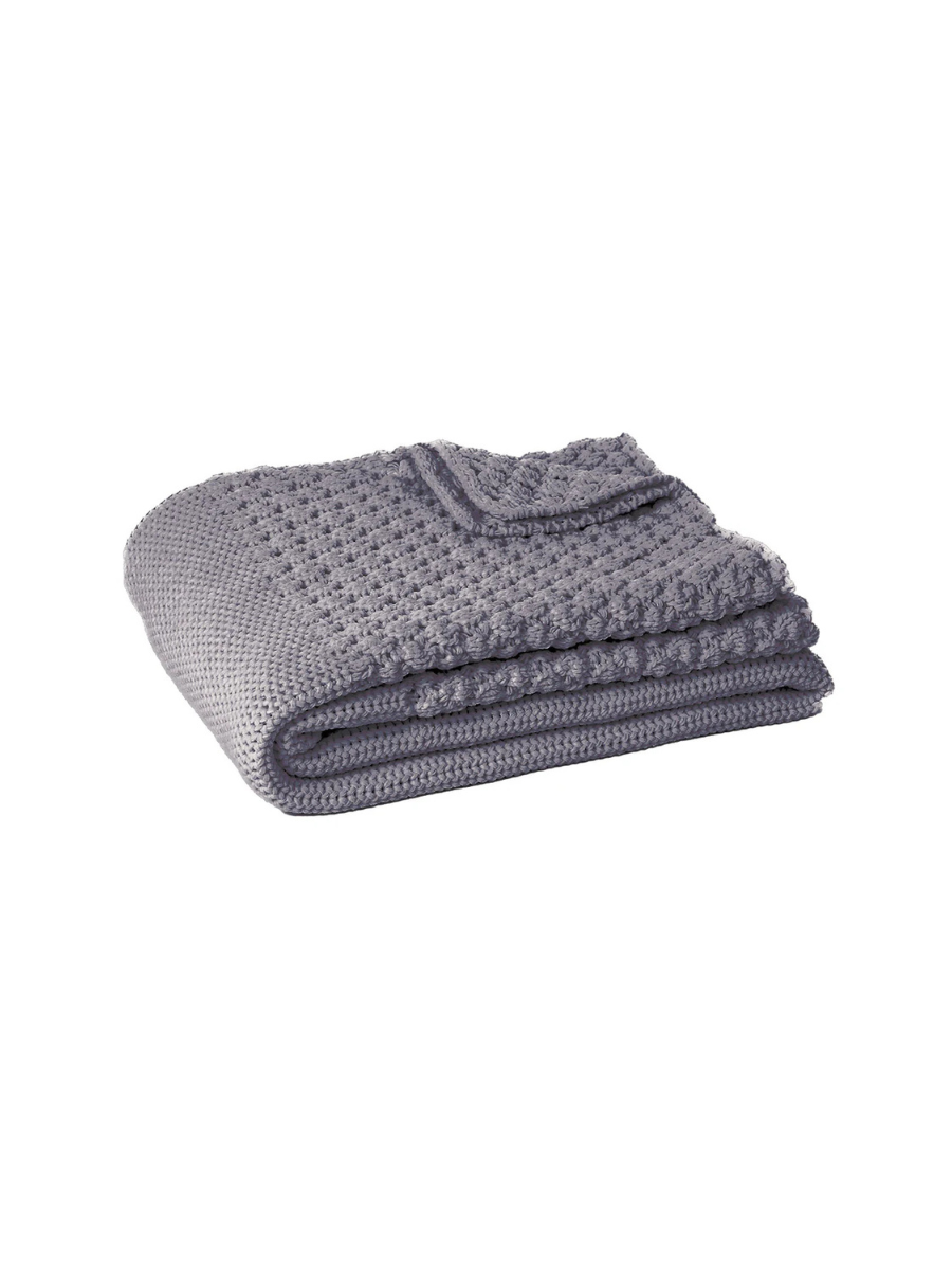 Basket - Taupe blue braided chenille throw