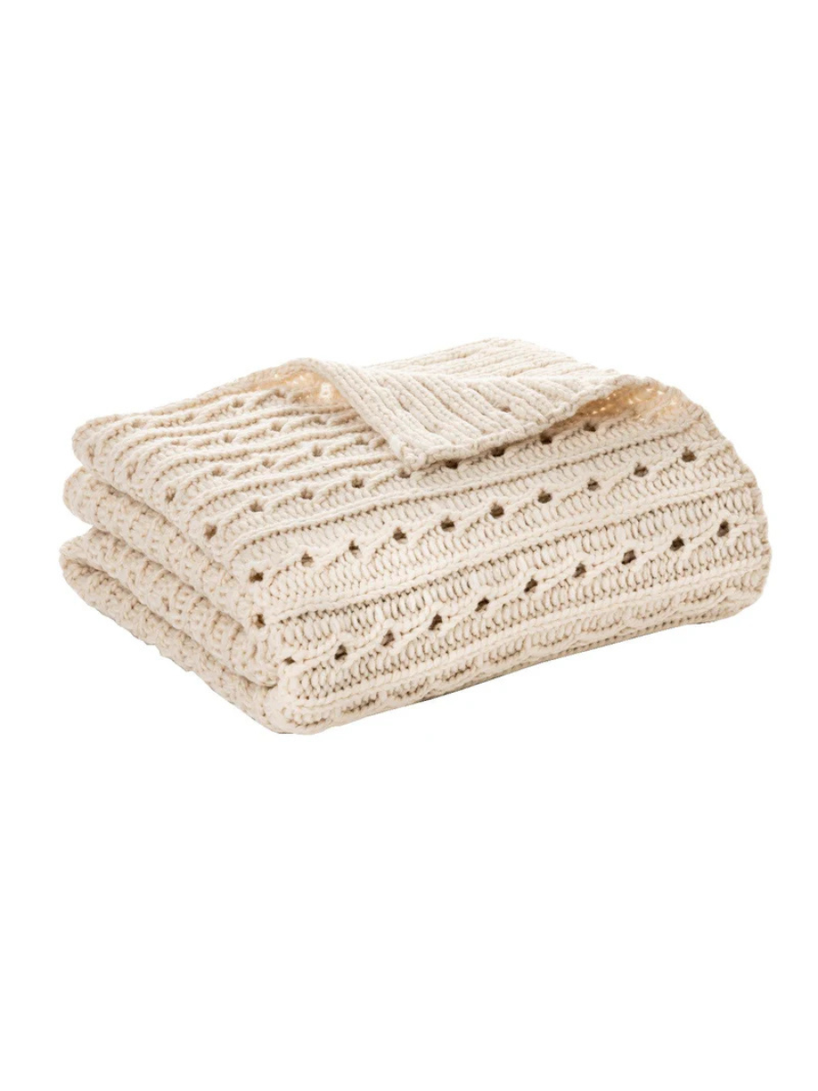 Dalida - Jeté en tricot crème