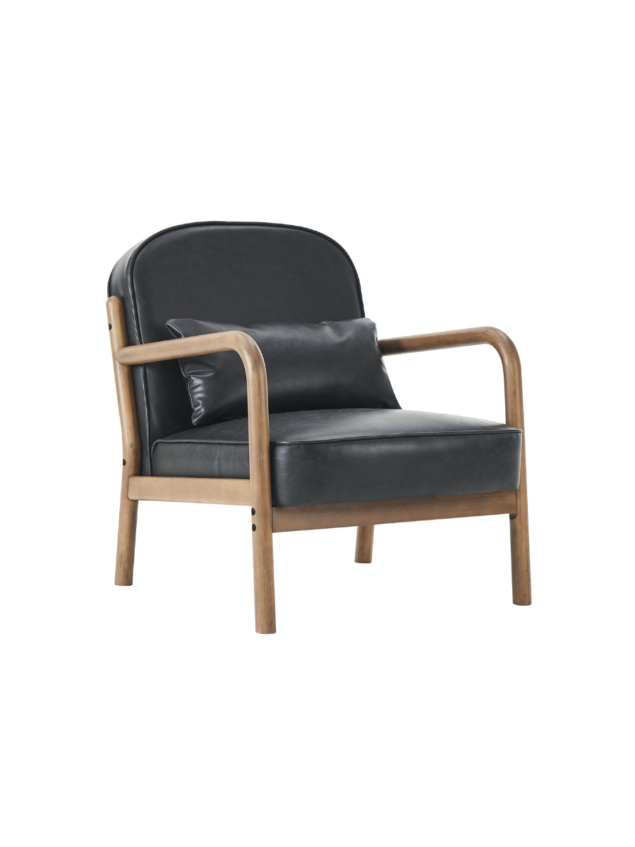 Black Faux Leather Side Chair - Fani