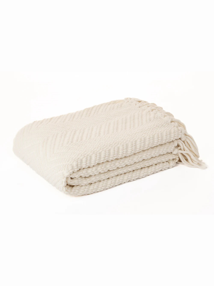 Emy - Jeté en chenille crème