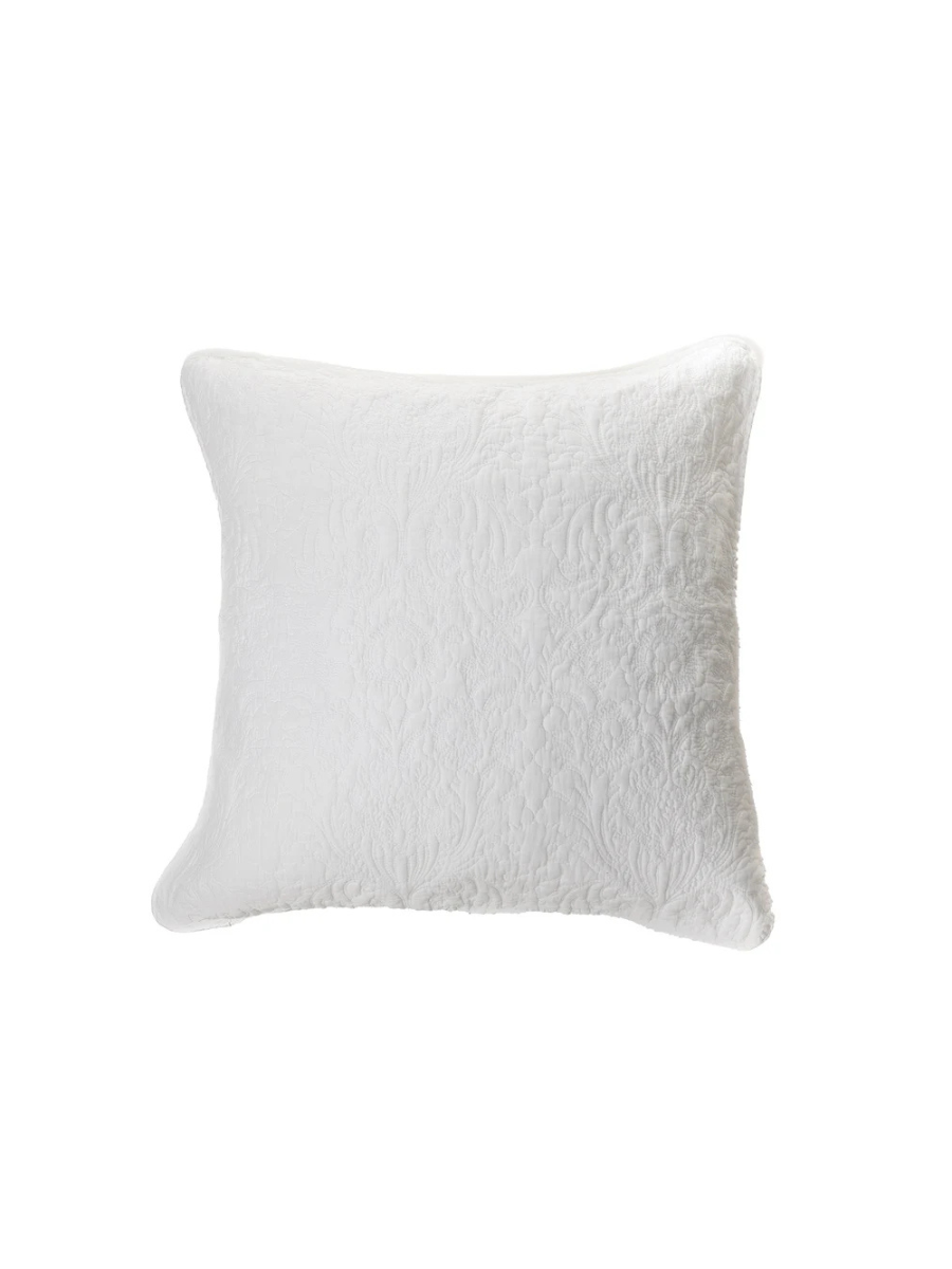 Damask - White quilted cushion cover