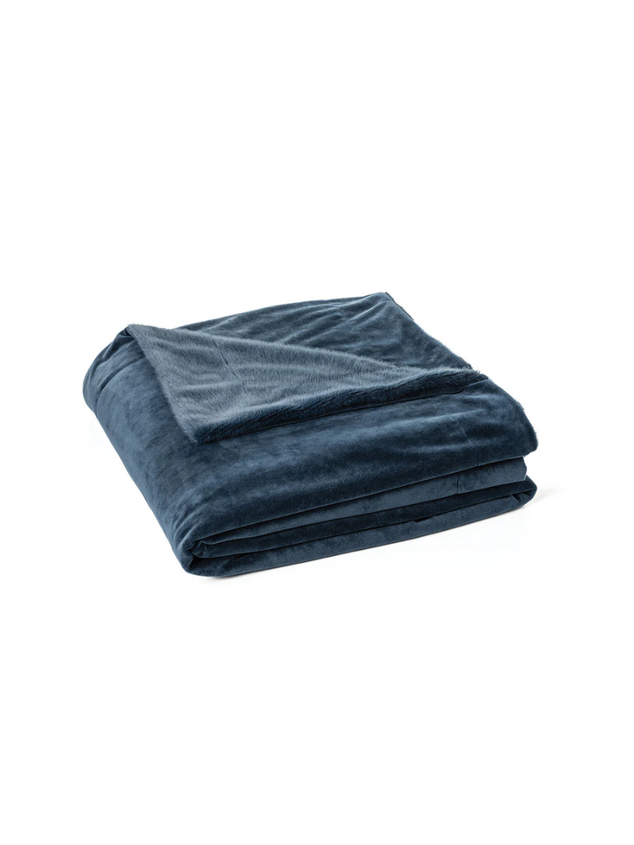 Polux - Jeté en fausse fourrure bleu