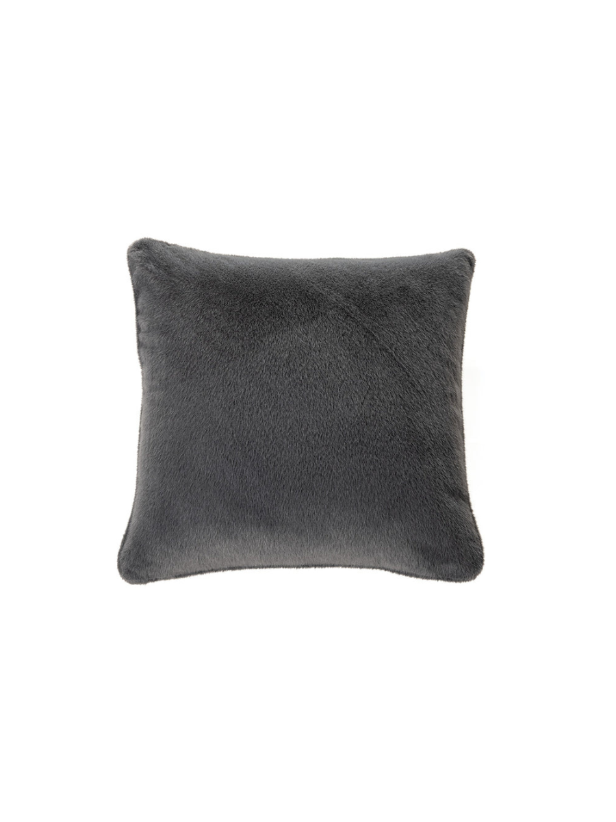 Polux - Coussin en fausse fourrure gris charcoal