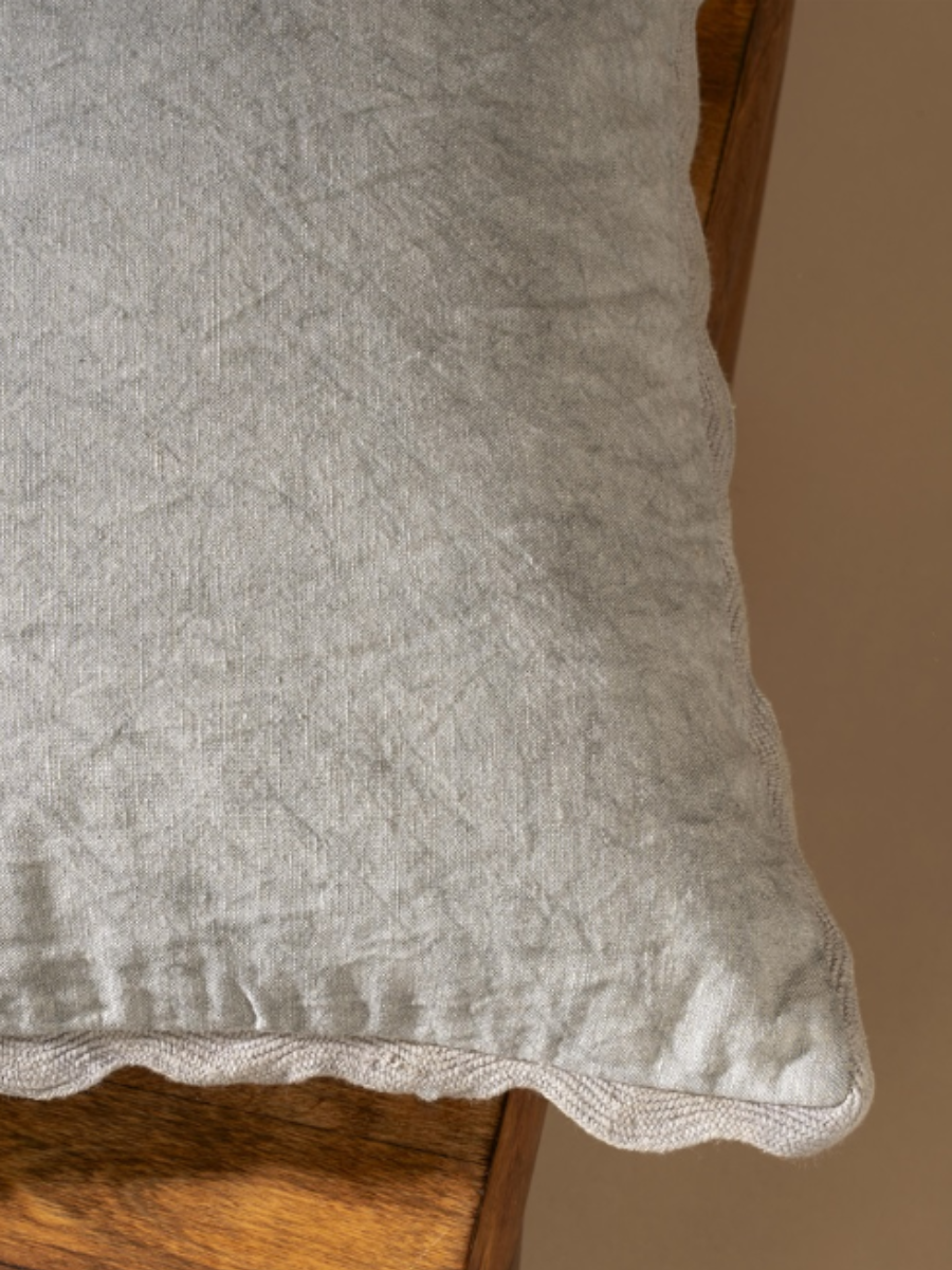 Scalloped Edge Cushion - Mist