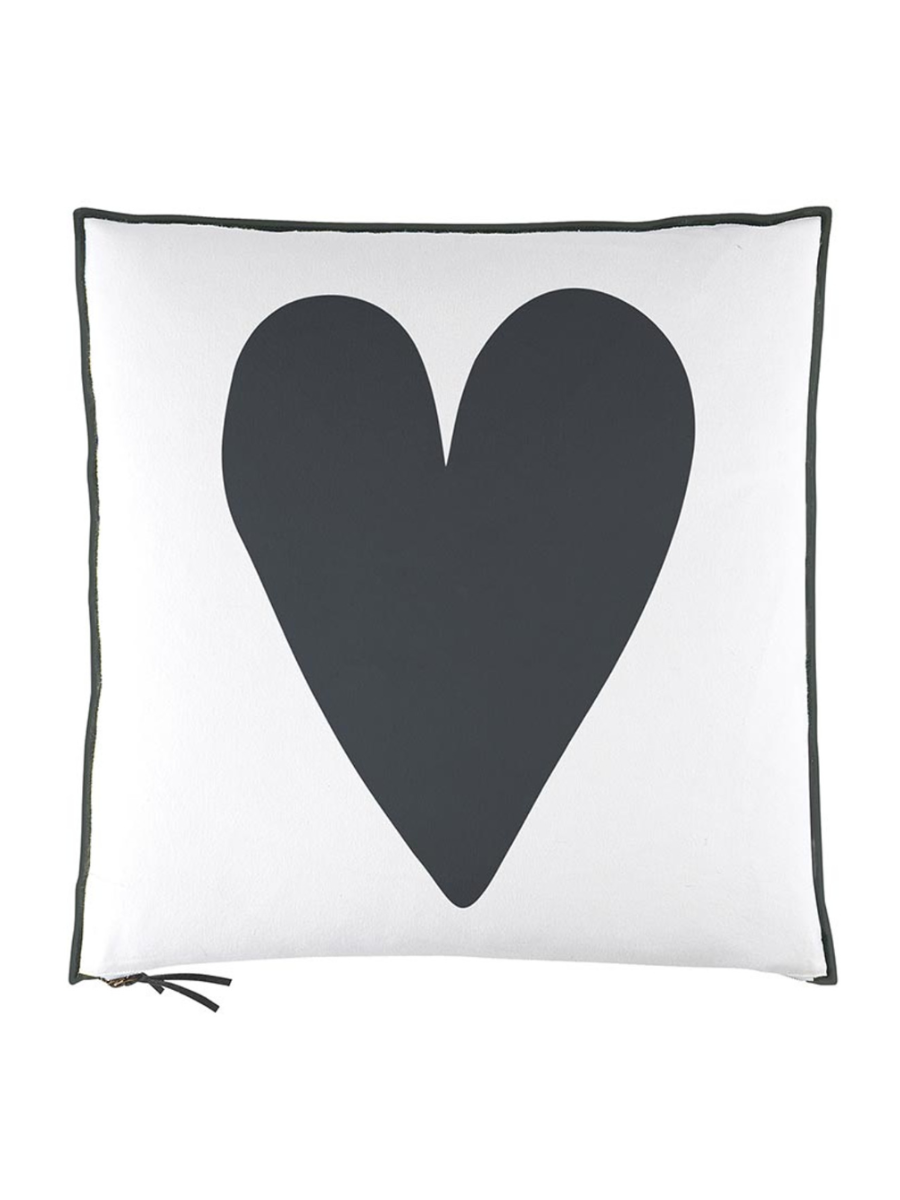 Euro Cushion - Black Heart