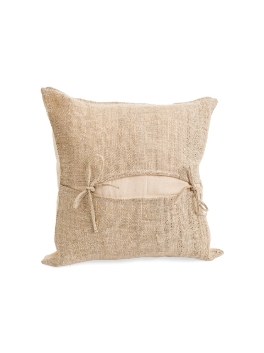 Coussin avec boucles en coton & chanvre - Naturel