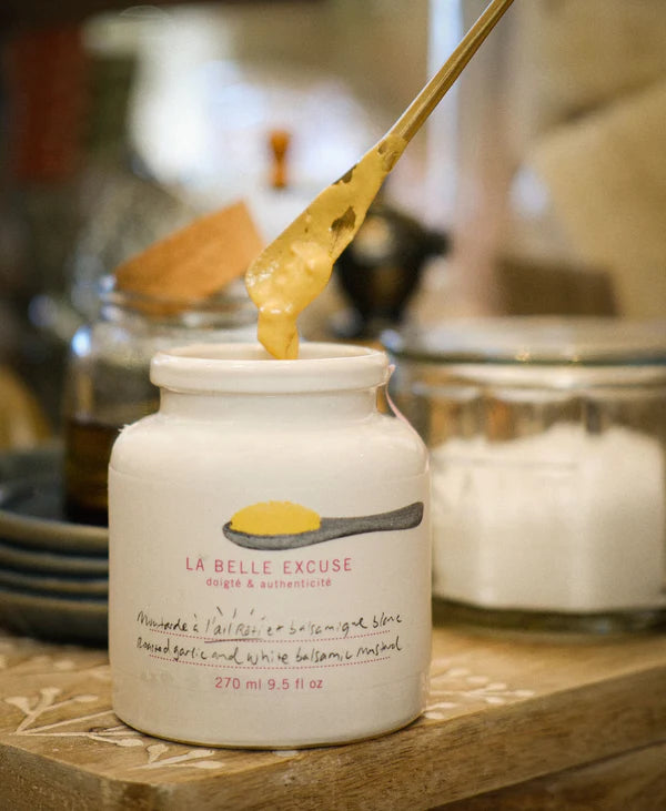 Moutarde à l'Huile d'Olive, Ail Rôti et Balsamique Blanc - La Belle Excuse