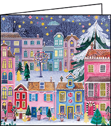 Carte de souhaits Noël - Village