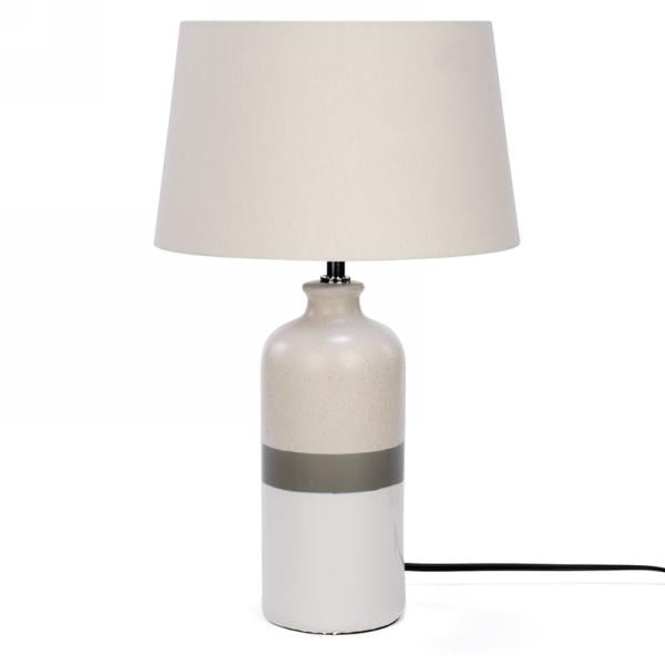Table lamp with gray striped base