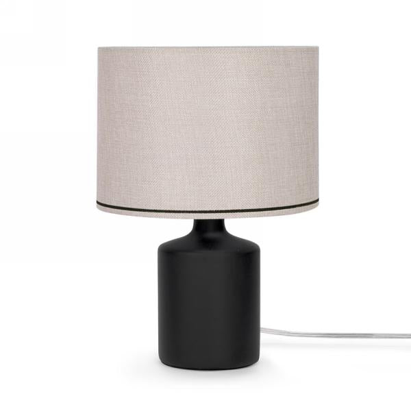 Table lamp with gray striped base