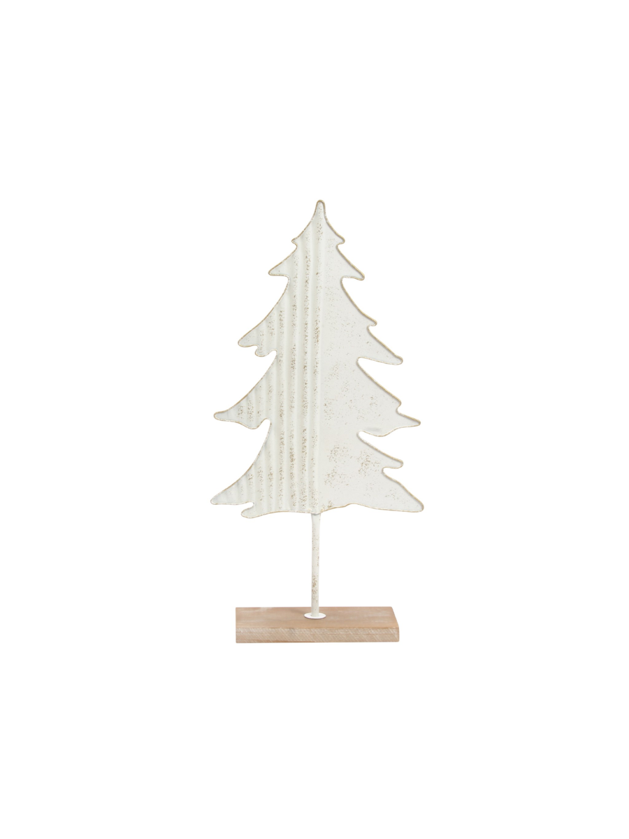 Sapin décoratif sur pied – Blanc et doré