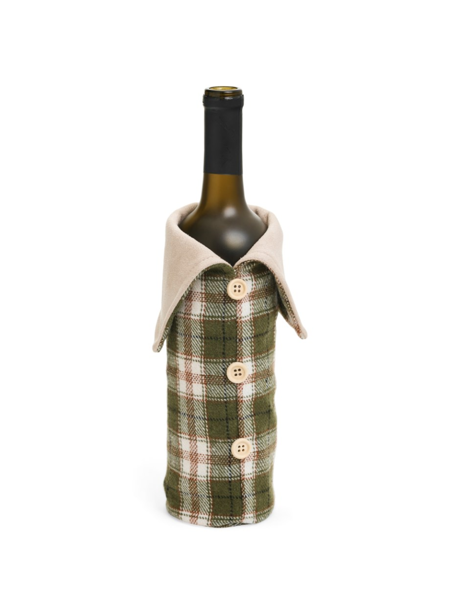 Sac à bouteille de vin à carreaux – Vert pâle