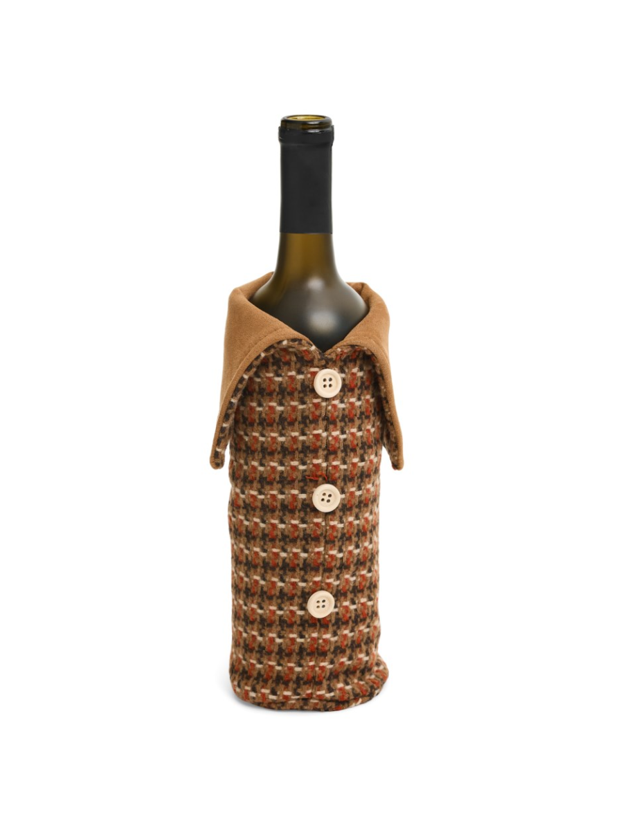 Sac à bouteille de vin à carreaux – Marron
