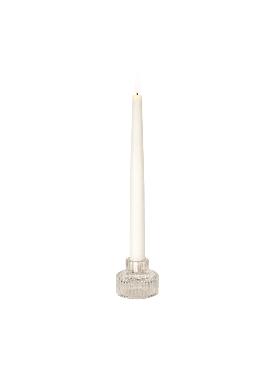 Bougeoir Verre transparent rainuré 2"