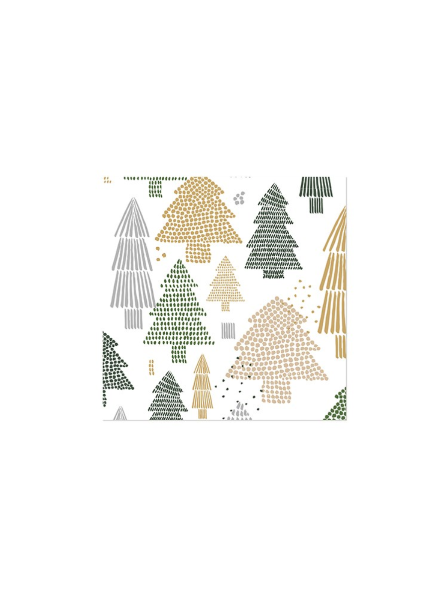 Serviettes à cocktail motifs sapins – Vert
