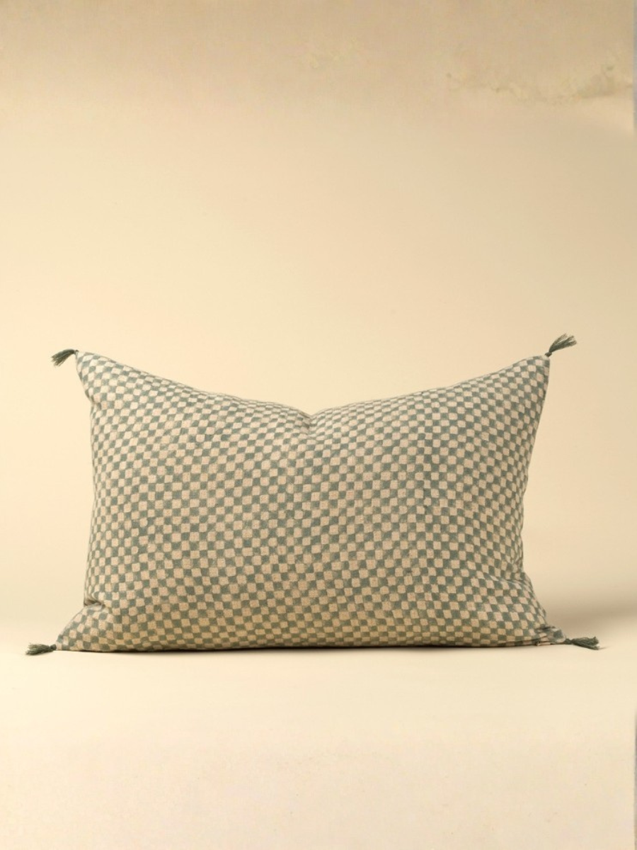 Check Cushion - Blue