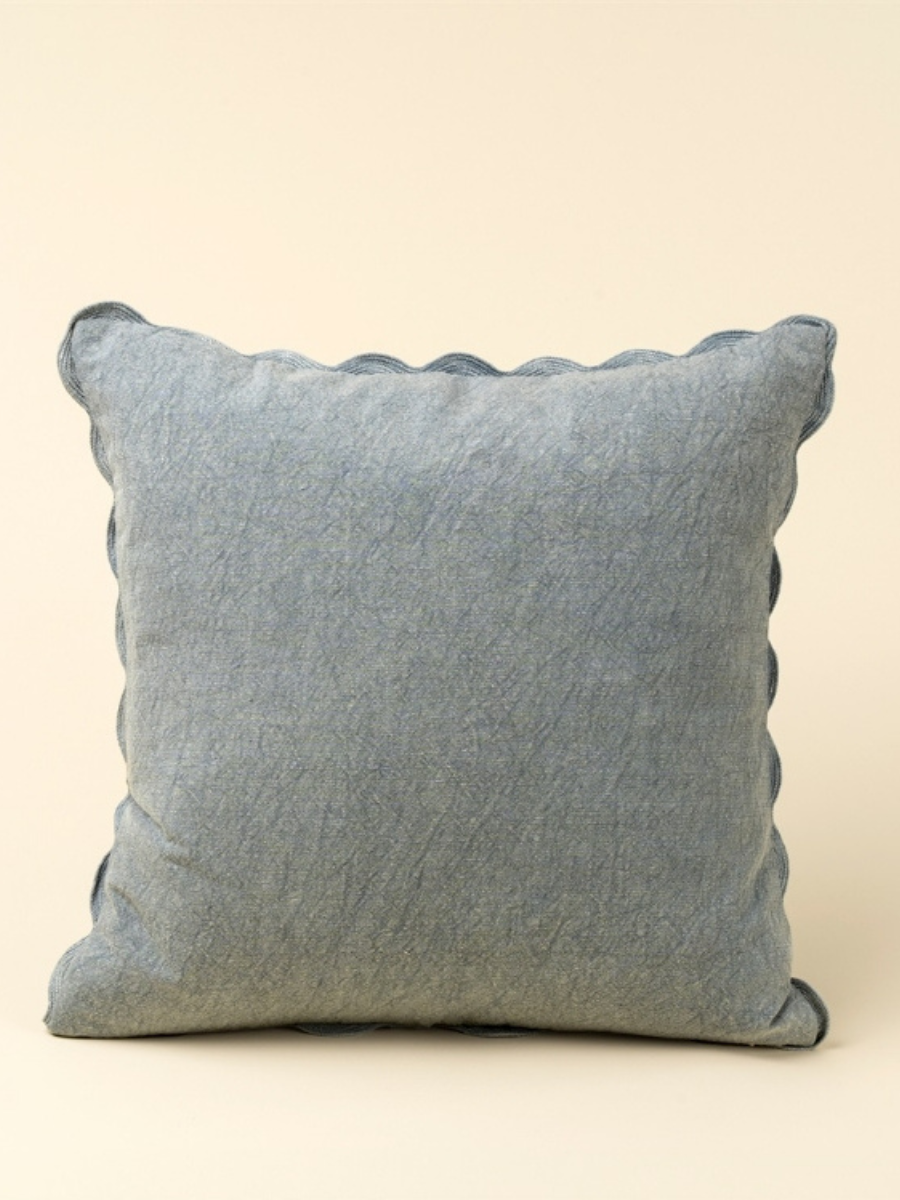 Cushion with scalloped edge – Slate Blue