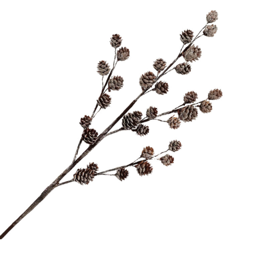 Snowy Pine Branch – 31" with Cones and Glitter