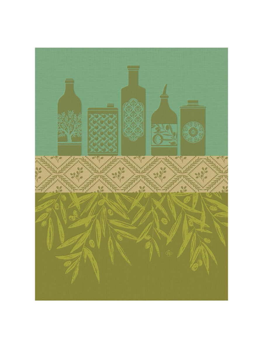 Green Provençal Oils Tea Towel – Le Jacquard Français