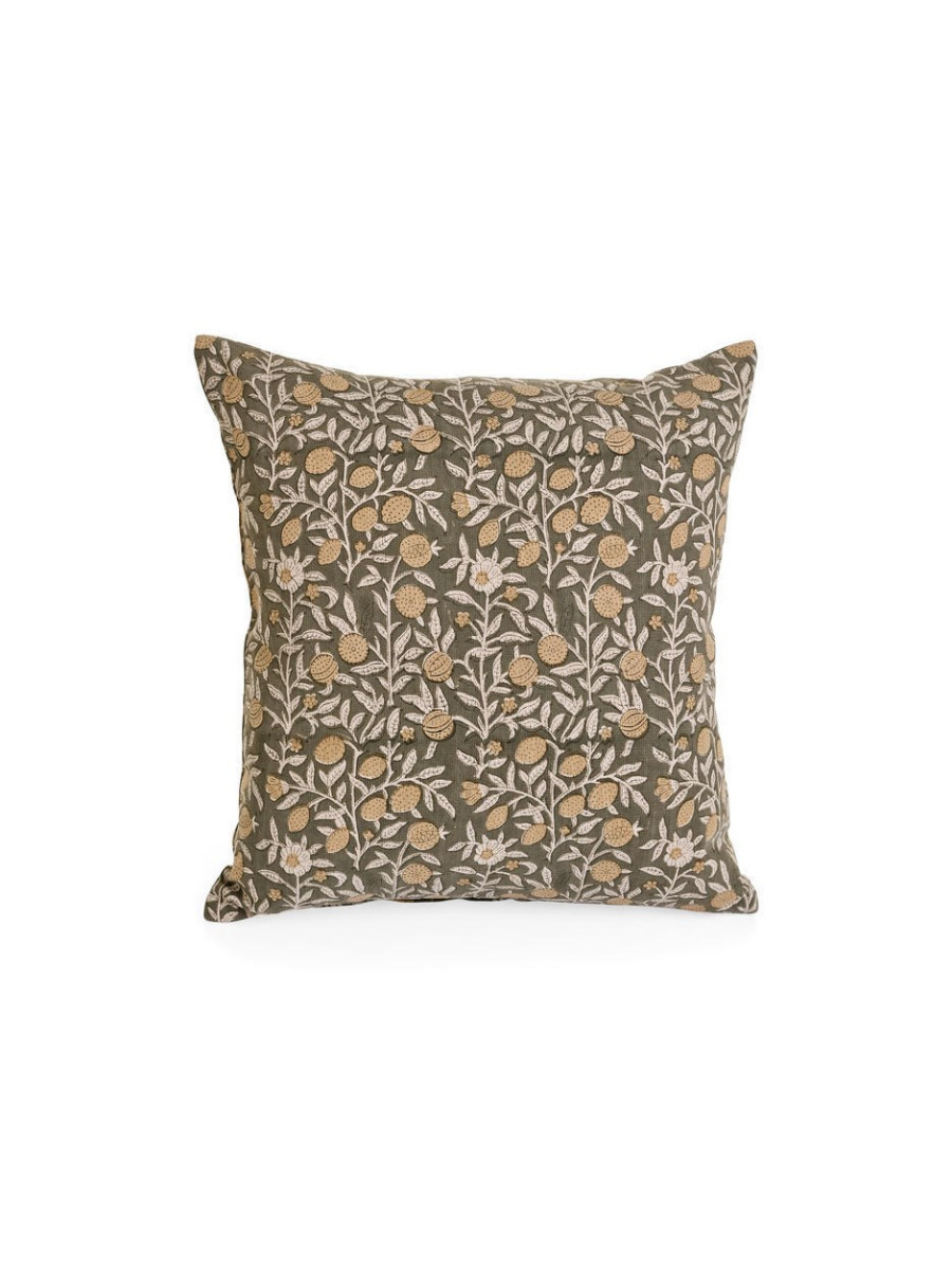 Coussin imprimé floral – Sauge et écru