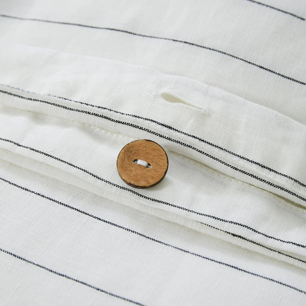 Fine Striped Linen Duvet Set