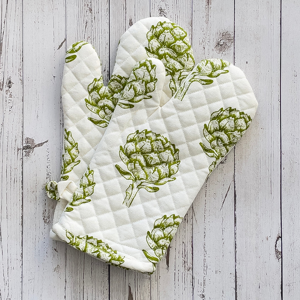 Mahogany Oven Mitts - Artichokes