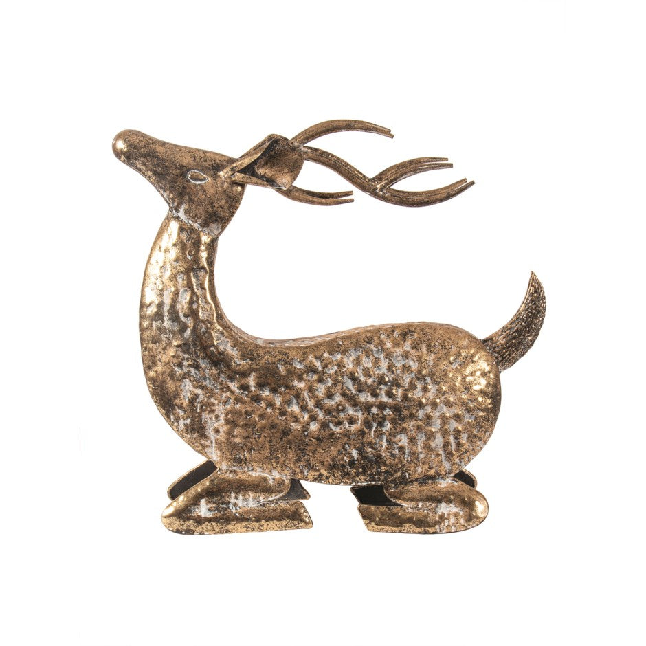 Antique Gold Hammered Iron Deer