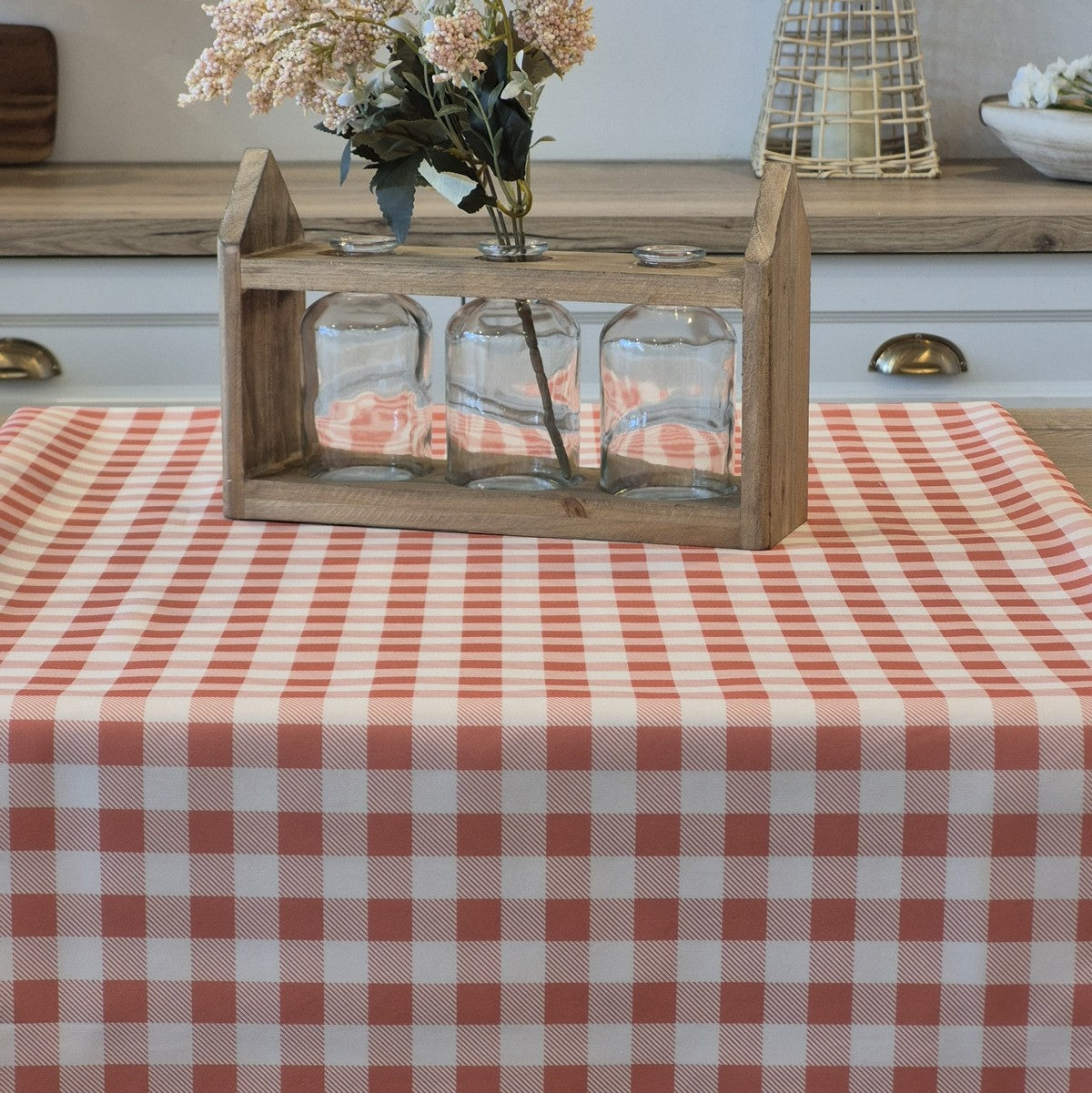 Nappe à carreaux corail et blanche Vichy
