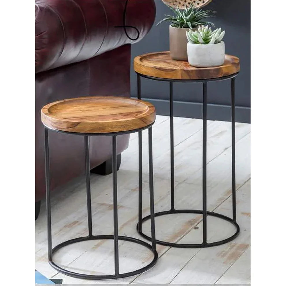 Ensemble de 2 table en fer et bois