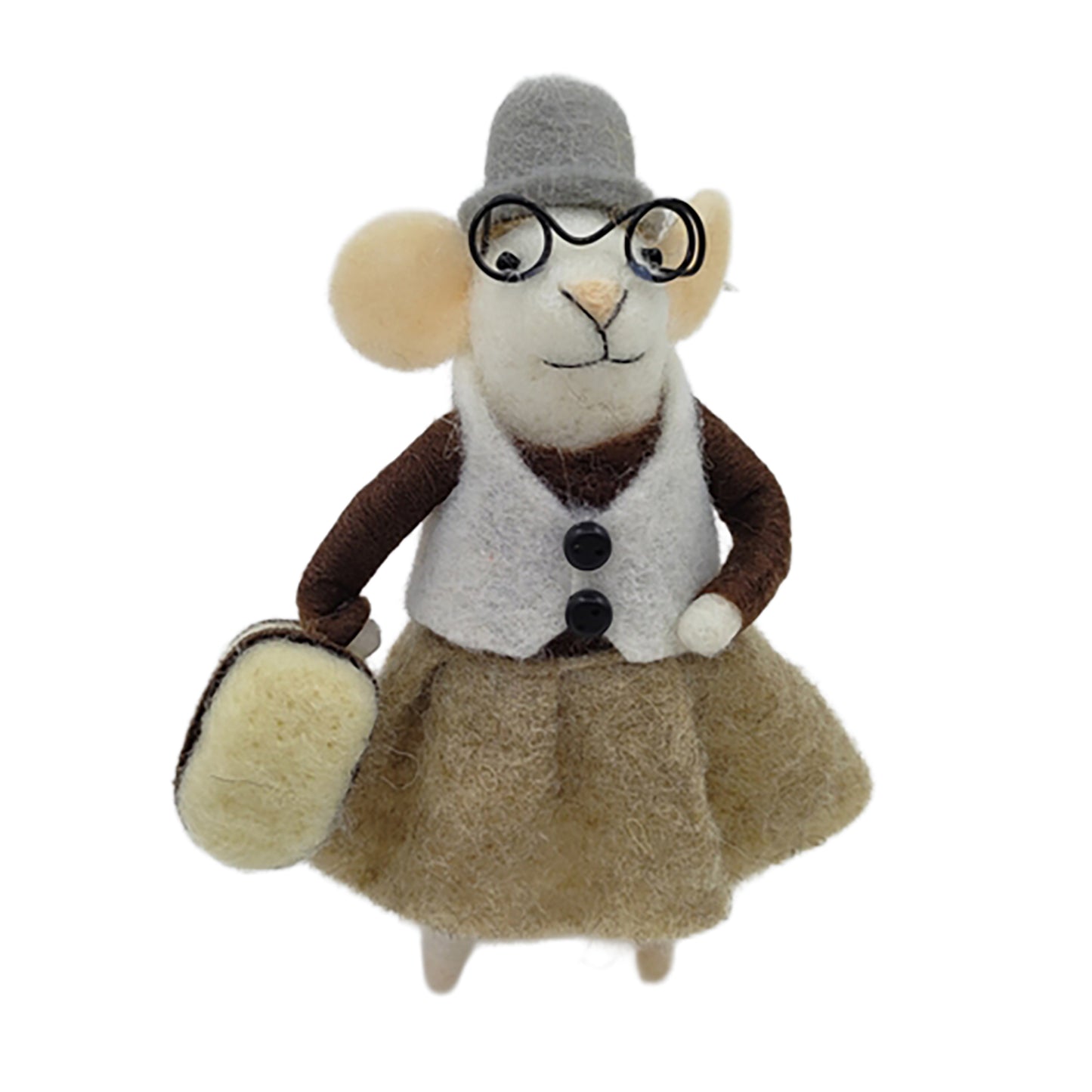 Ornement souris - grand-mère jupe marron