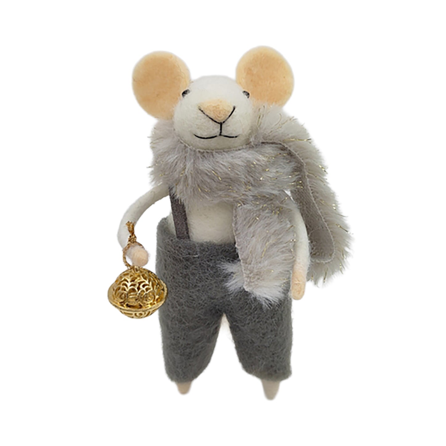 Ornement souris - salopette grise