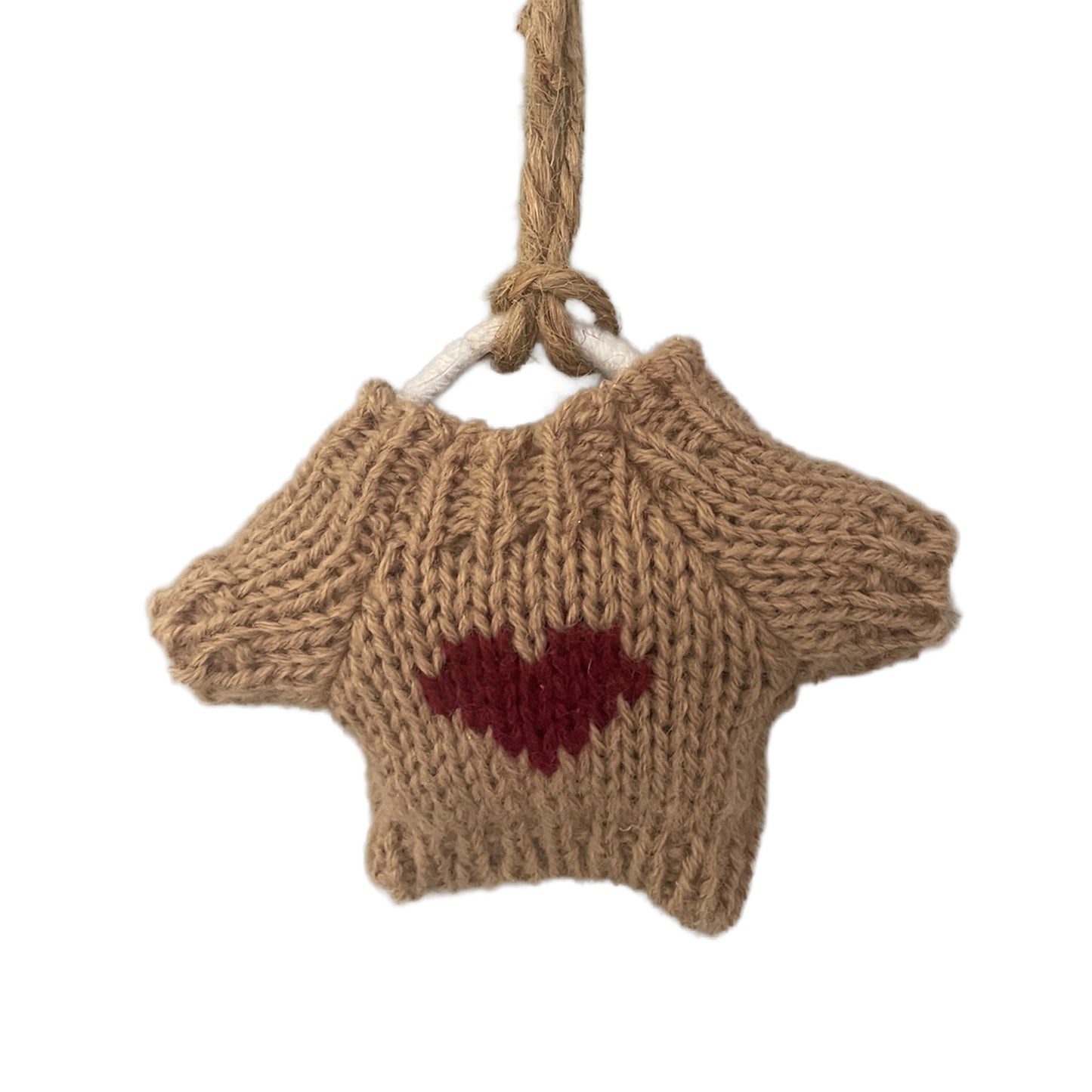 Ornement pull tricot rose - coeur rouge