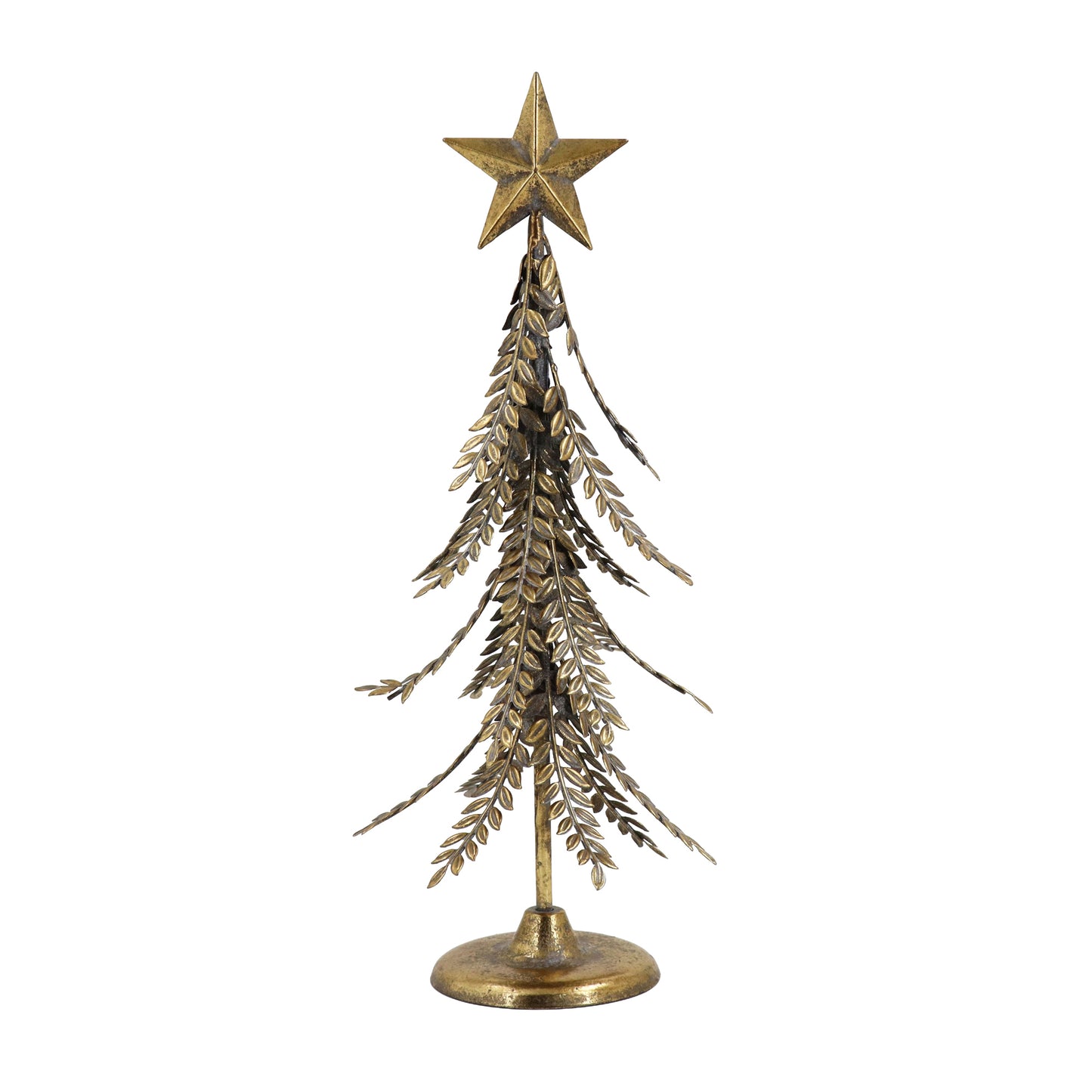 Sapin en métal or antique avec étoile 23 po