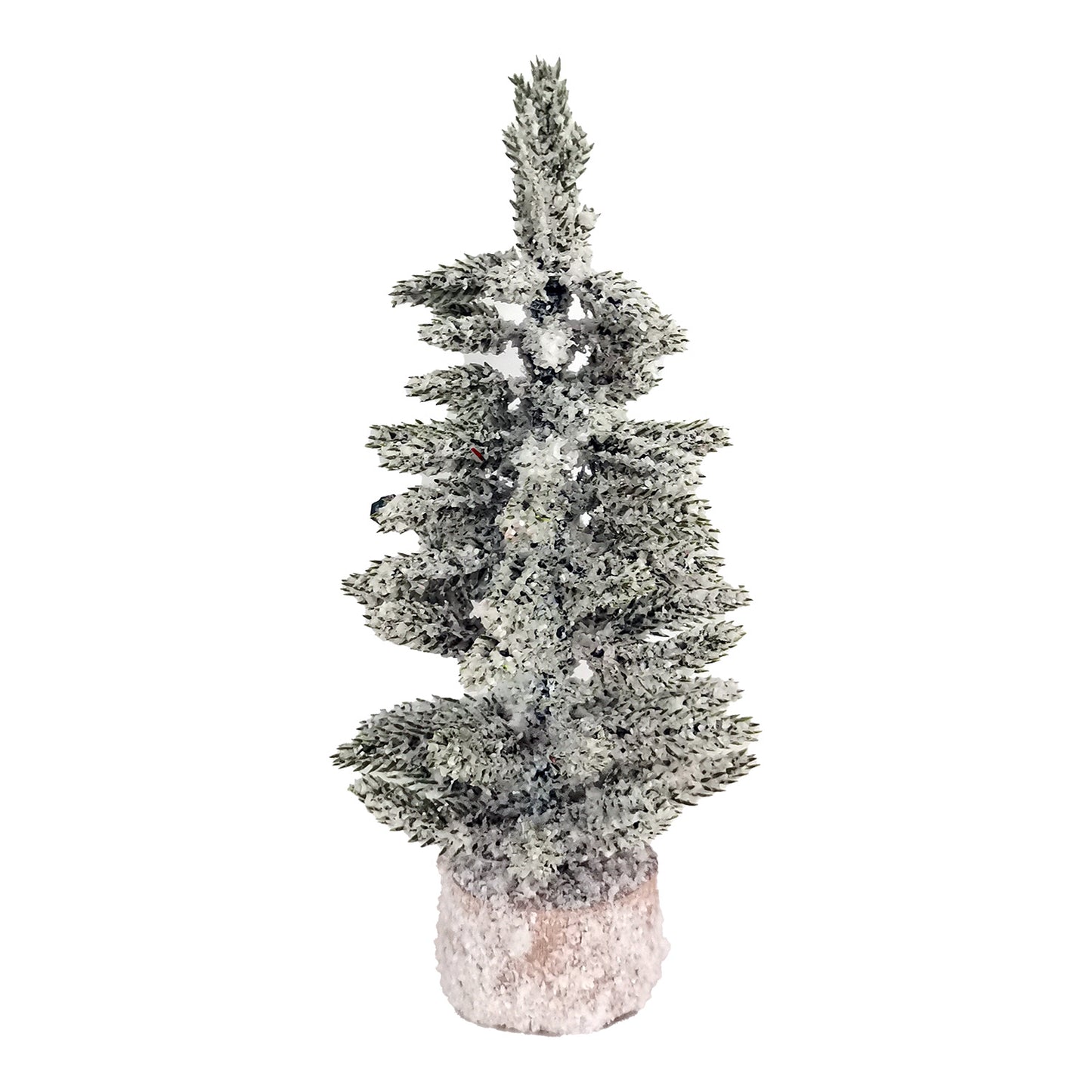Sapin enneigé avec base en bois - 8.5 po