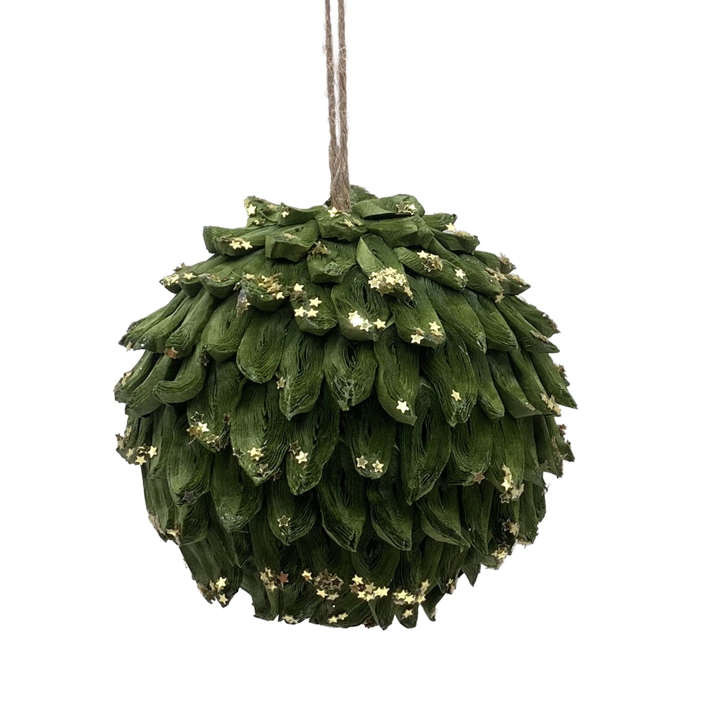 Ornement boule de pin en papier verte - 4.5 po