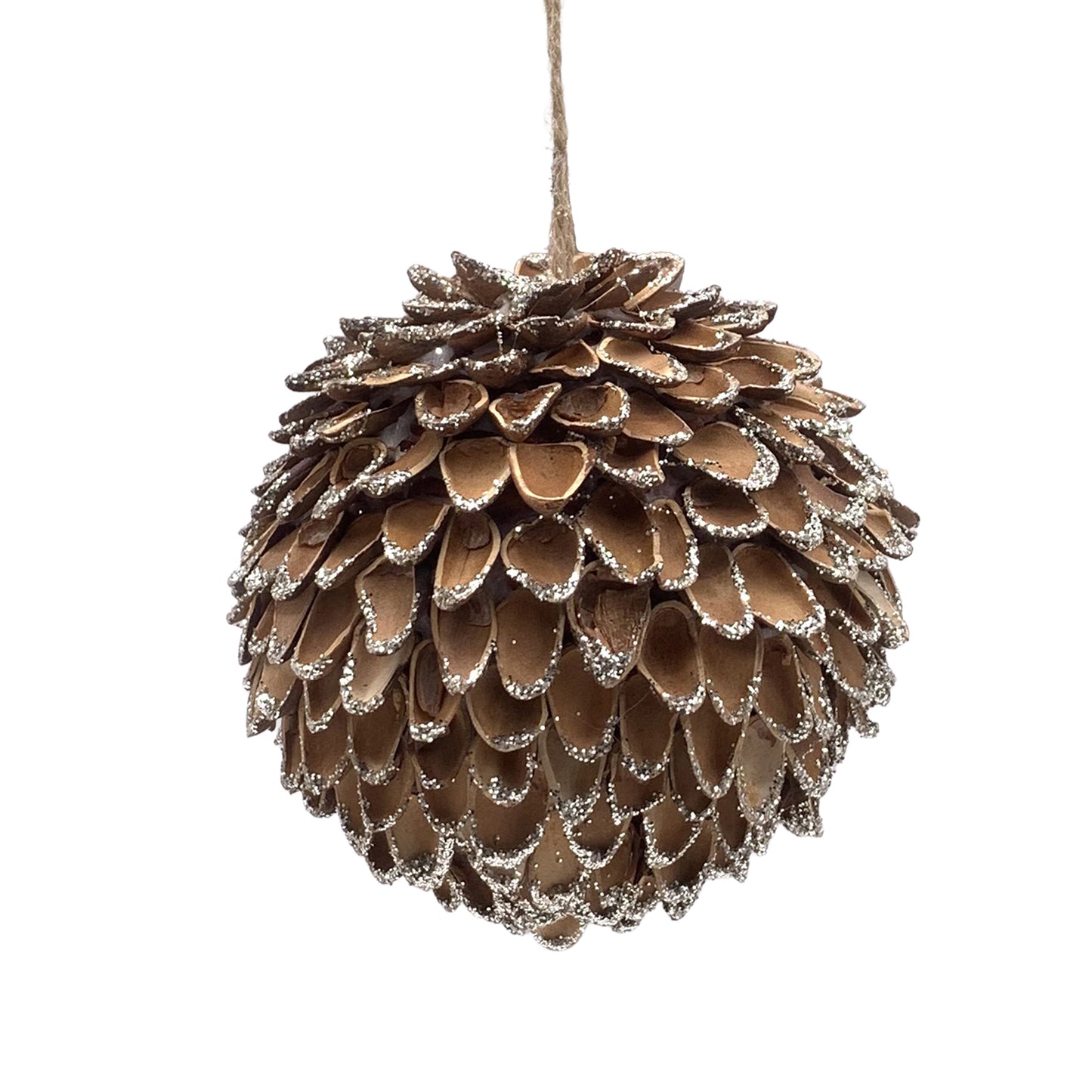 Boule de noix de pin avec paillettes - 4 po