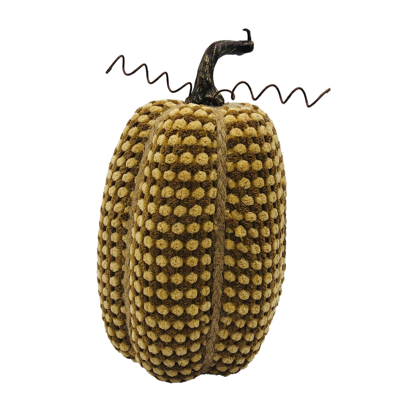 Citrouille tissu bouclé et jute - marron 9 po