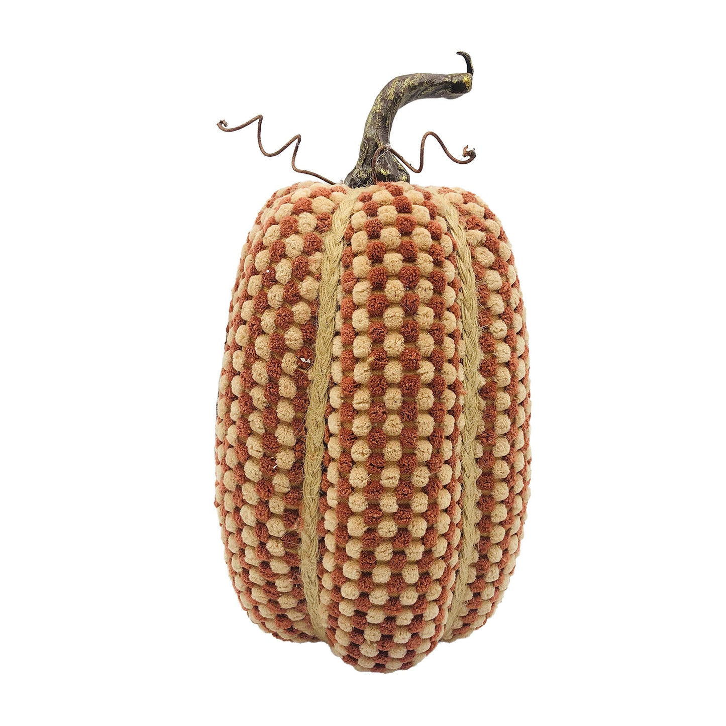 Citrouille tissu bouclé et jute - orange 9 po