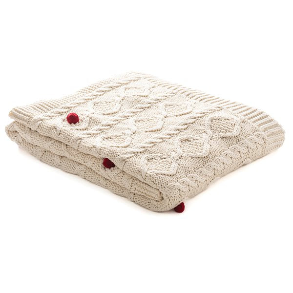 Bell - Jeté en tricot câblé crème