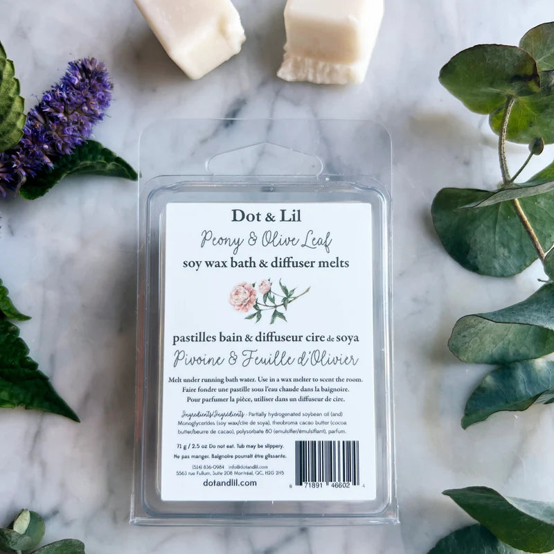 Soy Wax Cube for Bath and Diffuser - Peony & Olive Leaf