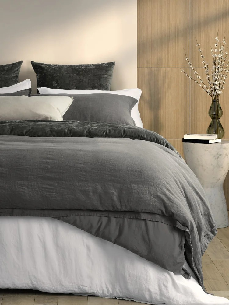 Housse de couette en lin gris charcoal Linen Stone Wash