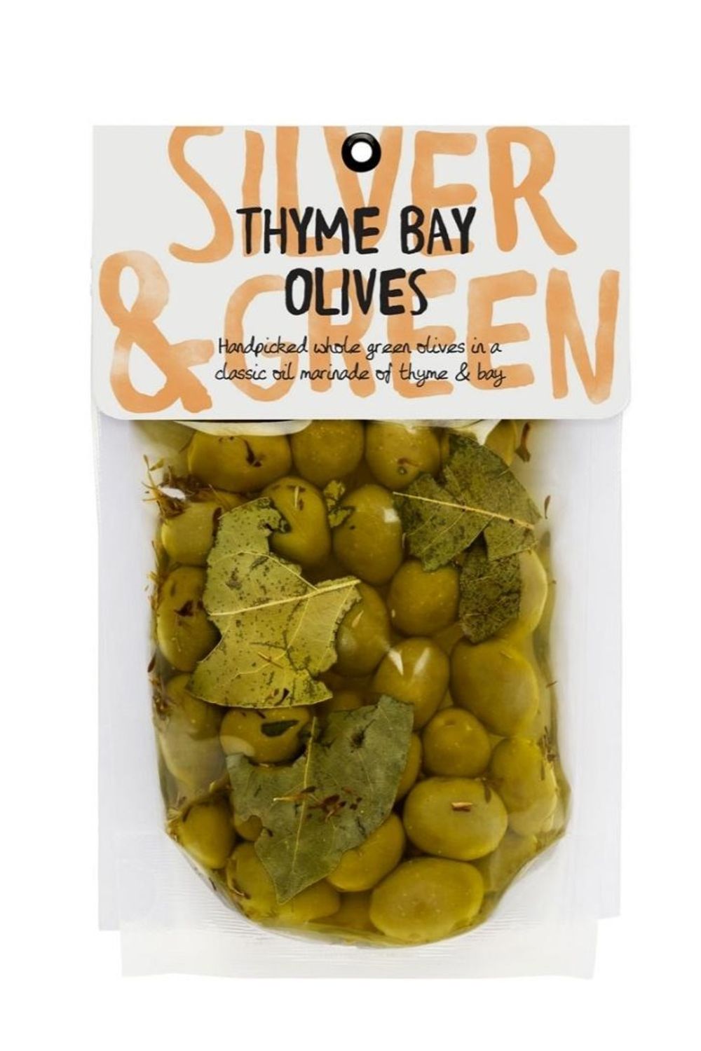 Green Olives with Thyme and Bay Leaf - Silver & Green